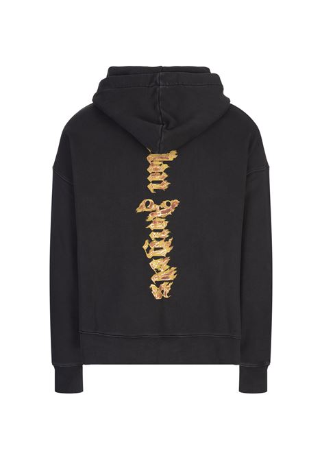 PALM ANGELS Felpa Con Cappuccio Burning Palm Grigia - PALM ANGELS