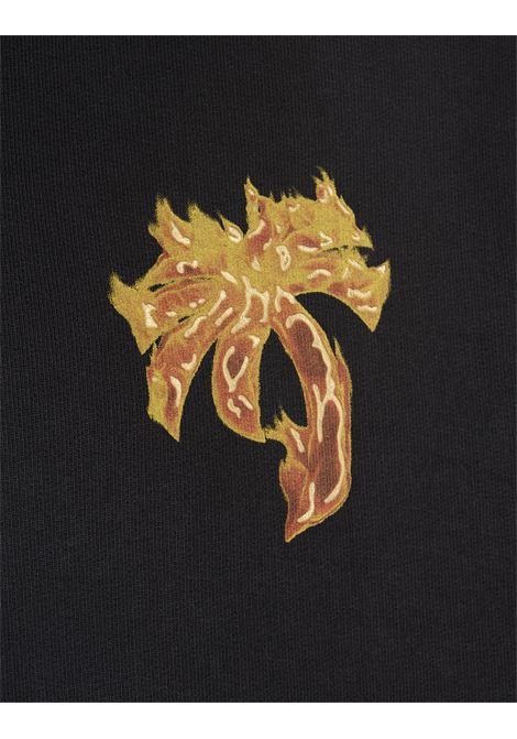 PALM ANGELS Felpa Con Cappuccio Burning Palm Grigia - PALM ANGELS