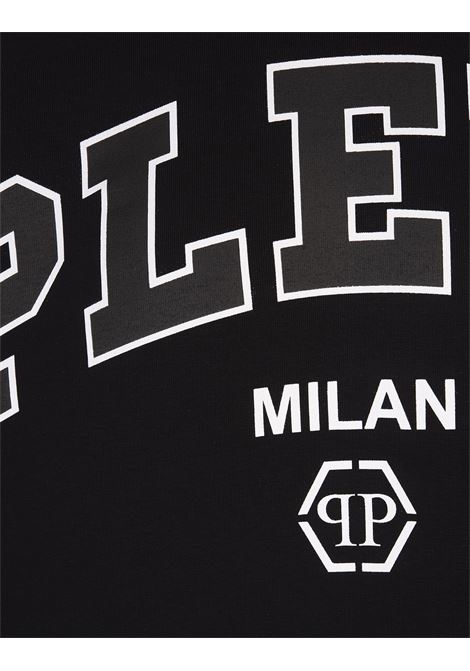 PHILIPP PLEIN Felpa Con Cappuccio College Nera - PHILIPP PLEIN