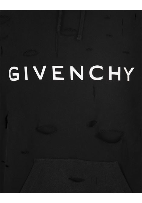 GIVENCHY Felpa Con Cappuccio GIVENCHY Con Effetto Destroyed Nero Delavé - GIVENCHY