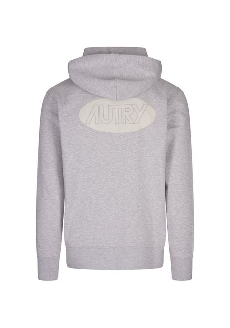 AUTRY Felpa Con Cappuccio Grigio Chiaro Melange Con Maxi Logo - AUTRY