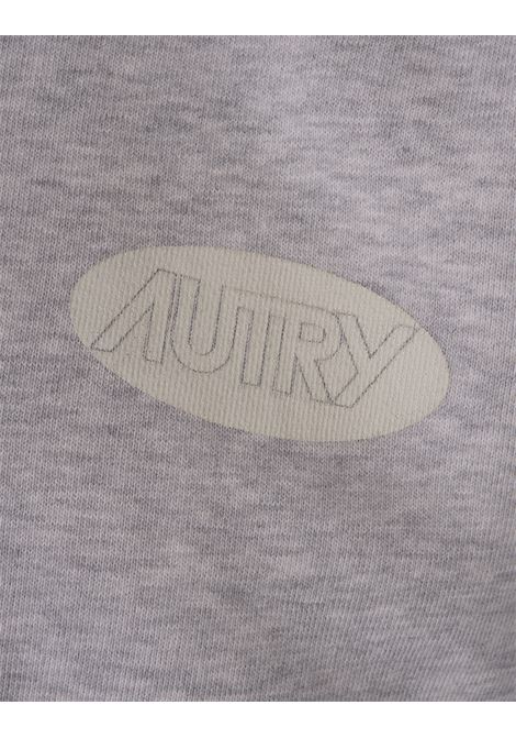 AUTRY Felpa Con Cappuccio Grigio Chiaro Melange Con Maxi Logo - AUTRY