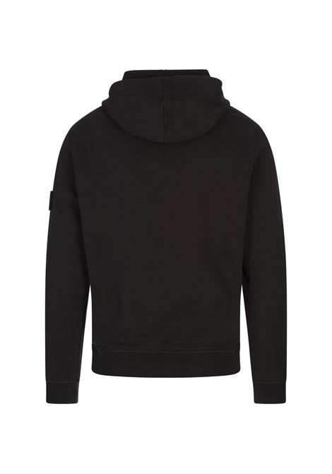 STONE ISLAND Felpa Con Cappuccio In Cotone Garzato Grigio Piombo - STONE ISLAND