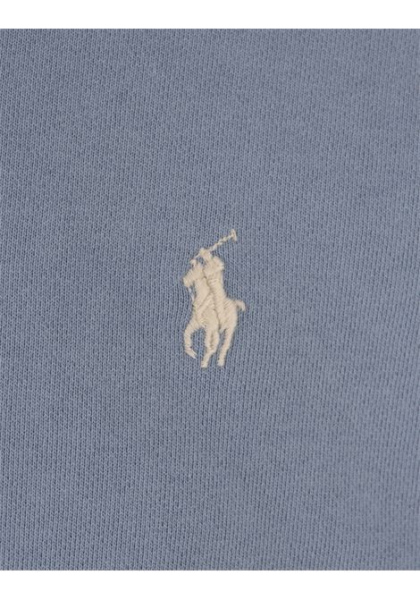 RALPH LAUREN Felpa Con Cappuccio In Cotone Loopback Channel Blue - RALPH LAUREN