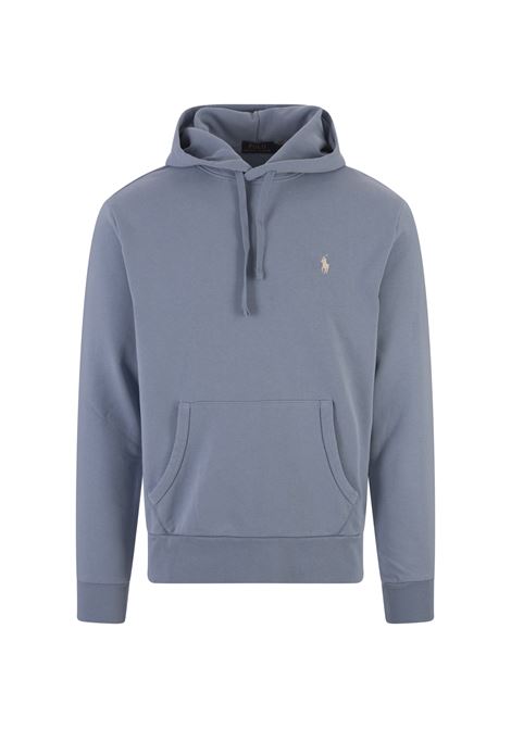 RALPH LAUREN Felpa Con Cappuccio In Cotone Loopback Channel Blue - RALPH LAUREN