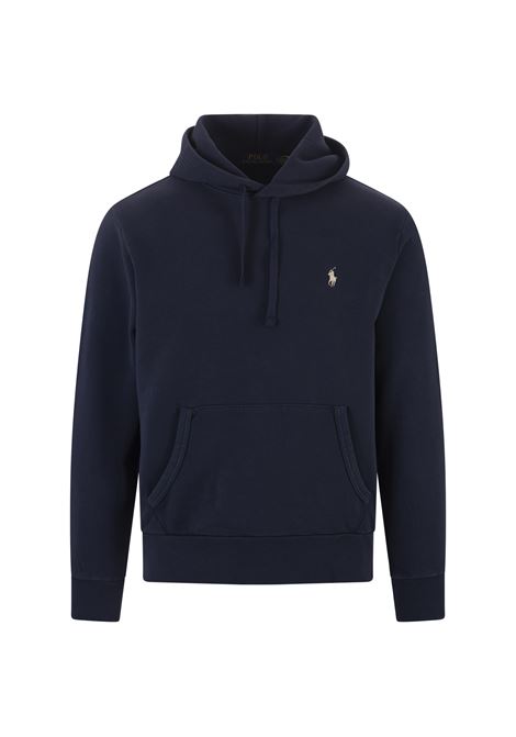 RALPH LAUREN Felpa Con Cappuccio In Cotone Loopback Cruise Navy - RALPH LAUREN