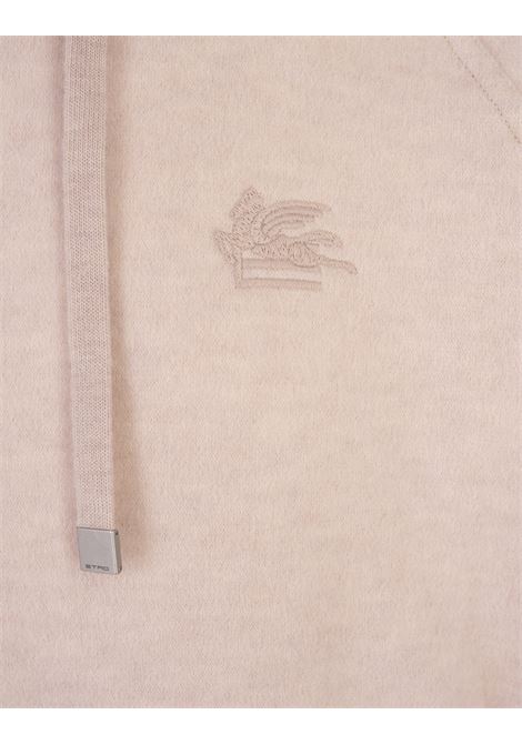 ETRO Felpa Con Cappuccio In Misto Lana Beige Con Logo - ETRO