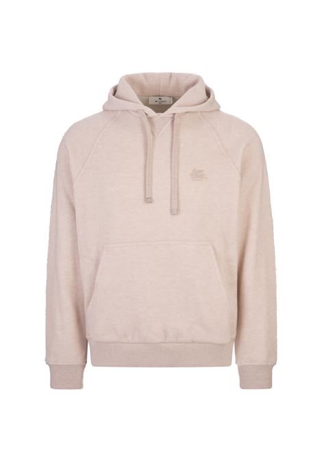 ETRO Felpa Con Cappuccio In Misto Lana Beige Con Logo - ETRO