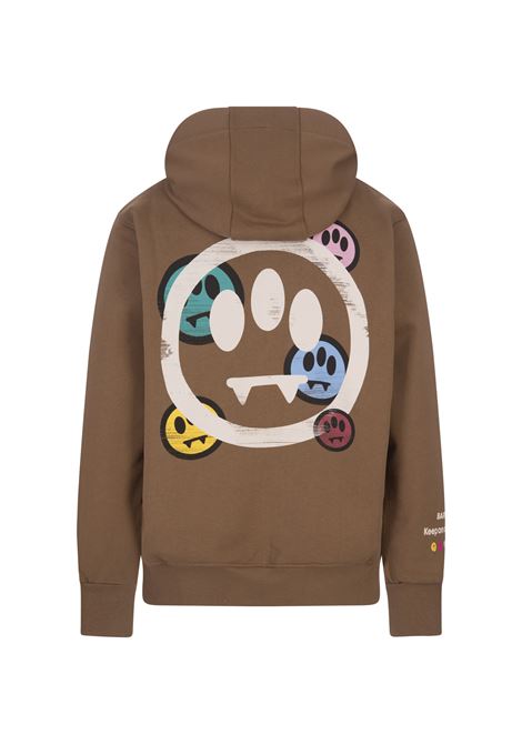 BARROW Felpa Con Cappuccio Marrone Con Logo E Smile - BARROW