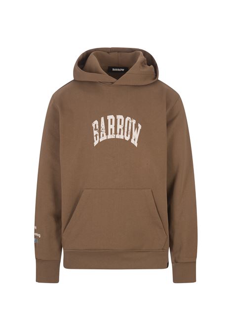 BARROW Felpa Con Cappuccio Marrone Con Logo e Smile - BARROW