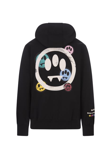 BARROW Felpa Con Cappuccio Nera Con Logo E Smile - BARROW
