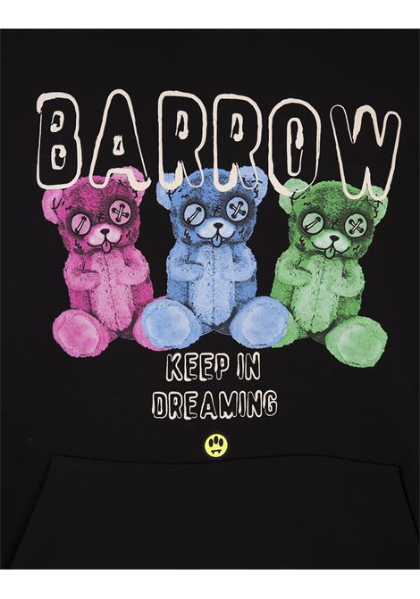 BARROW Felpa Con Cappuccio Nera Con Stampa Logo - BARROW