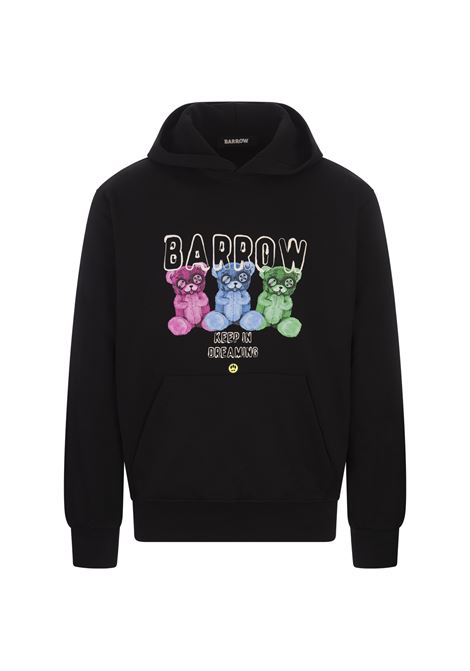 BARROW Felpa Con Cappuccio Nera Con Stampa Logo - BARROW