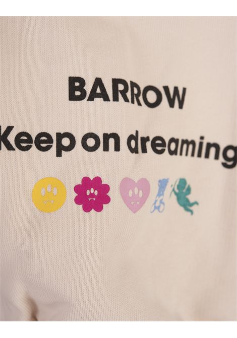 BARROW Felpa Con Cappuccio Tortora Con Logo E Smile - BARROW