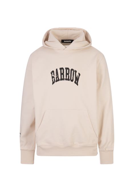 BARROW Felpa Con Cappuccio Tortora Con Logo e Smile - BARROW