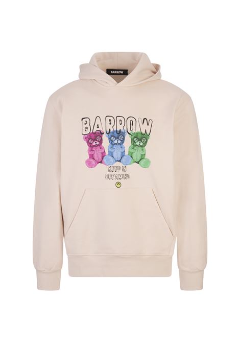 BARROW Felpa Con Cappuccio Tortora Con Stampa Logo - BARROW