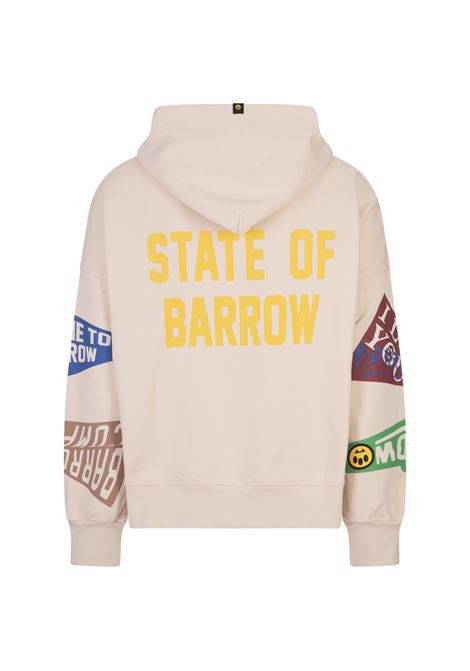 BARROW Felpa Con Cappuccio Tortora Con Stampe - BARROW