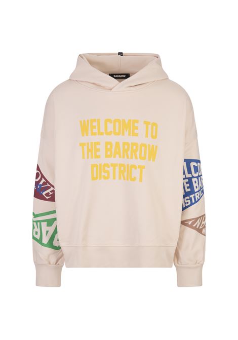 BARROW Felpa Con Cappuccio Tortora Con Stampe - BARROW