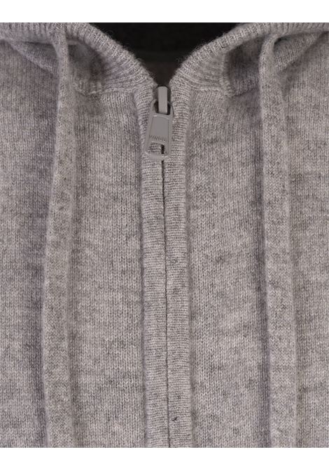 VINCE Felpa Con Zip E Cappuccio In Cashmere Grigio - VINCE