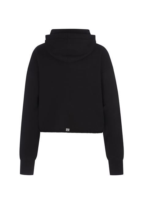 GIVENCHY Felpa Corta Con Cappuccio GIVENCHY Archetype In Tessuto Garzato Nero - GIVENCHY