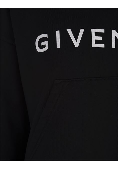 GIVENCHY Felpa Corta Con Cappuccio GIVENCHY Archetype In Tessuto Garzato Nero - GIVENCHY