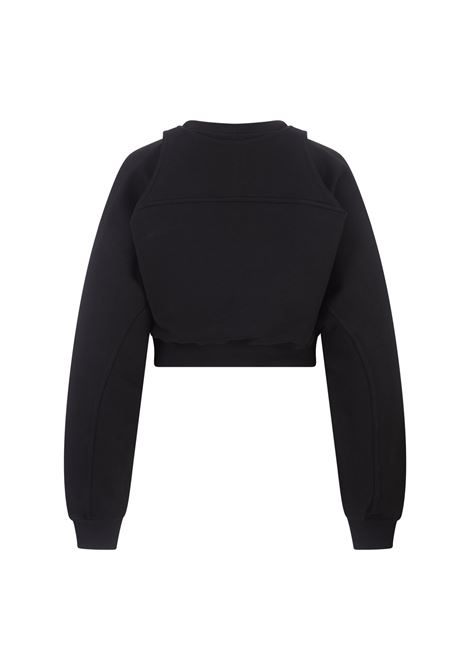 OFF-WHITE Felpa Crop Nera Con Inserto Bolero - OFF-WHITE