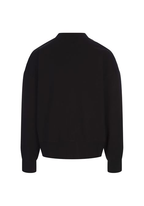 PALM ANGELS Felpa Girocollo Nera Con Logo A Contrasto - PALM ANGELS