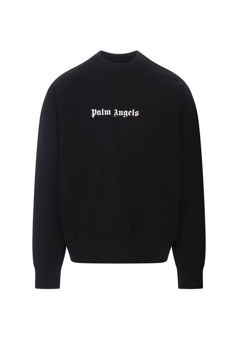 PALM ANGELS Felpa Girocollo Nera Con Logo a Contrasto - PALM ANGELS