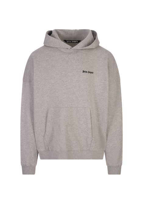 PALM ANGELS Felpa Grigia Con Logo Su Petto e Cappuccio - PALM ANGELS