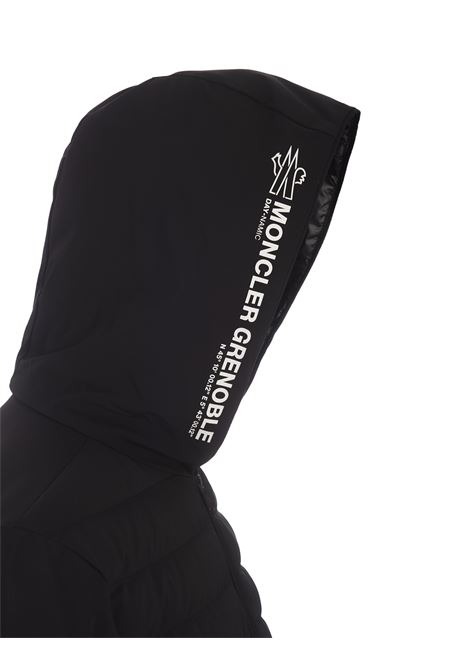 MONCLER GRENOBLE Felpa Imbottita Nera Con Zip E Stampa Logata - MONCLER GRENOBLE