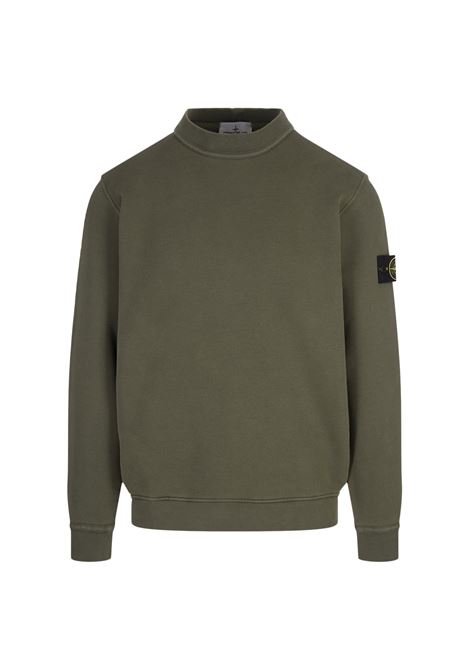 STONE ISLAND Felpa In Cotone Organico Con Struttura Diagonale ed Effetto "OLD" - STONE ISLAND