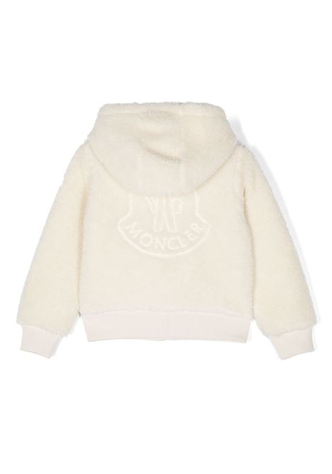 MONCLER ENFANT Felpa In Teddy Bianco Con Logo E Cappuccio - MONCLER ENFANT