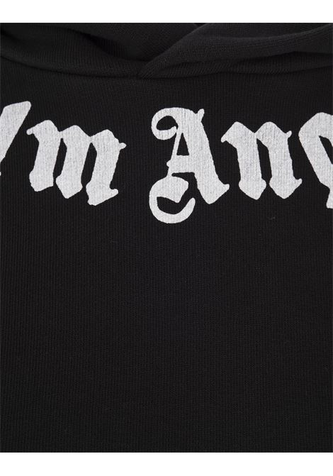 PALM ANGELS Felpa Nera Con Cappuccio E Logo Sullo Scollo - PALM ANGELS