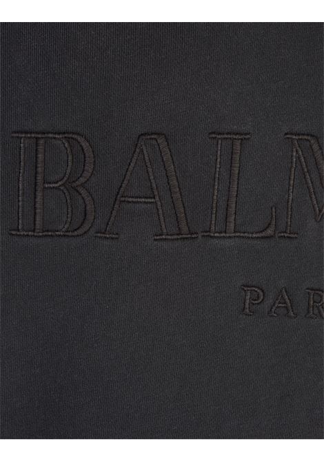 BALMAIN Felpa Nera Con Cappuccio E Ricamo Balmain Vintage - BALMAIN