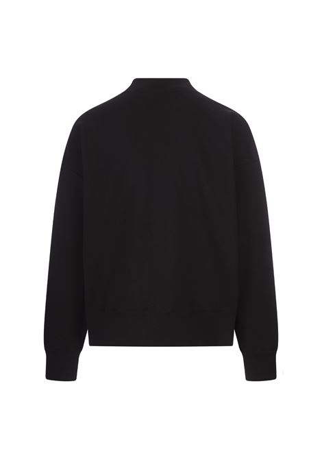 PALM ANGELS Felpa Nera Con Logo Rotondo E Monogramma - PALM ANGELS