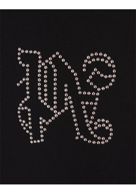 PALM ANGELS Felpa Nera Con Monogrmma Borchiato - PALM ANGELS