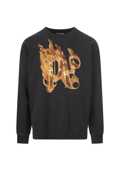 PALM ANGELS Felpa Nera Con PA In Fiamme - PALM ANGELS