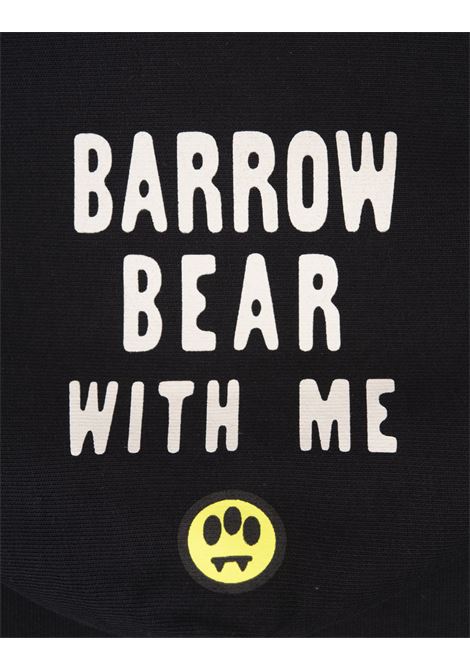 BARROW Felpa Nera Con Patch Bear E Stampa Sul Cappuccio - BARROW