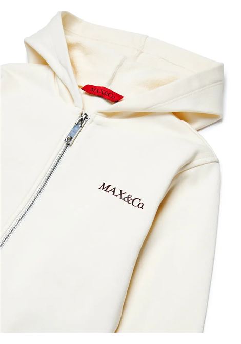 MAX&CO. KIDS Felpa Zip-Up Bianc Con Logo E Cappuccio - MAX&CO. KIDS