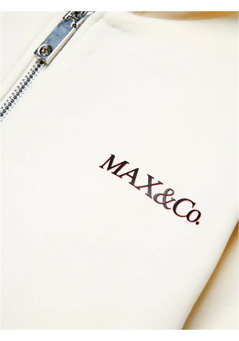 MAX&CO. KIDS Felpa Zip-Up Bianc Con Logo E Cappuccio - MAX&CO. KIDS