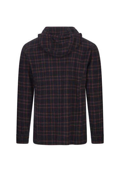 KITON Felpa Zip-Up Con Cappuccio A Quadri Blu E Rossa - KITON