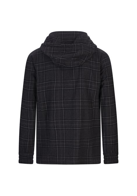 KITON Felpa Zip-Up Con Cappuccio A Quadri Grigia E Blu - KITON