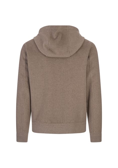 MONTECORE Felpa Zip-Up Con Cappuccio In Cashmere Marrone - MONTECORE