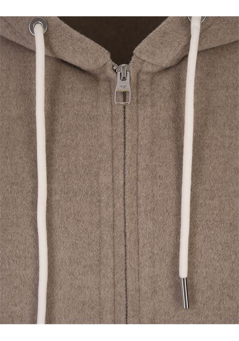MONTECORE Felpa Zip-Up Con Cappuccio In Cashmere Marrone - MONTECORE