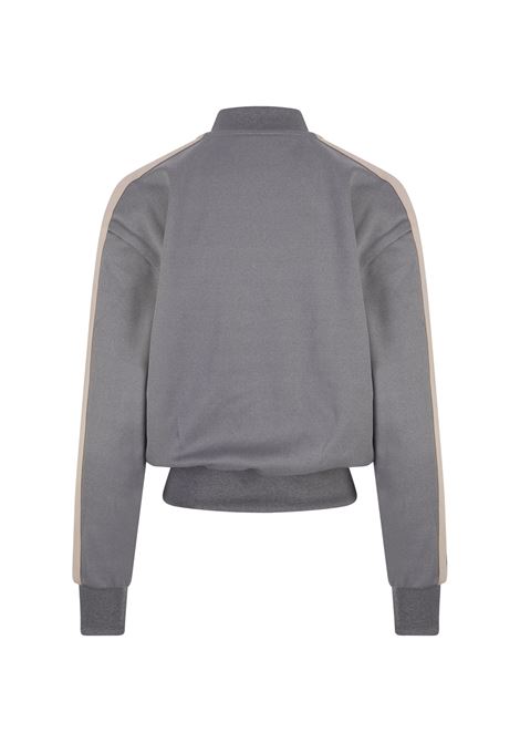 PALM ANGELS Felpa Zip-Up Grigia Con Logo - PALM ANGELS
