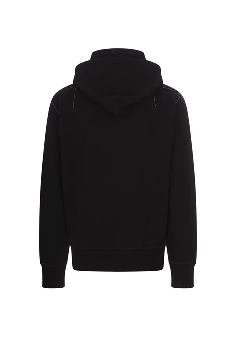 ALEXANDER MCQUEEN Felpa Zip-Up Nera Con Cuciture A Contrasto - ALEXANDER MCQUEEN