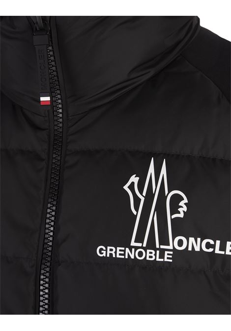 MONCLER GRENOBLE Felpa Zip-Up Nera Con Logo A Contrasto - MONCLER GRENOBLE