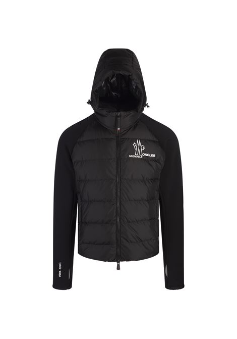 MONCLER GRENOBLE Felpa Zip-Up Nera Con Logo a Contrasto - MONCLER GRENOBLE