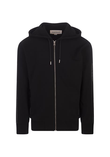 ALEXANDER MCQUEEN Felpa Zip-Up Nera Con Nastro Logo - ALEXANDER MCQUEEN
