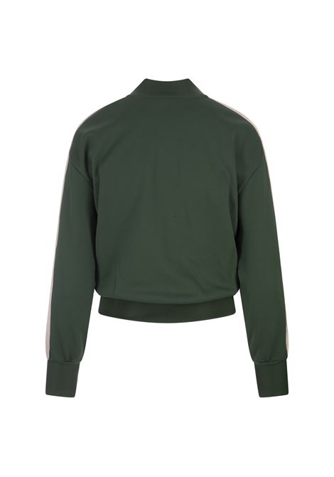 PALM ANGELS Felpa Zip-Up Verde Foresta Con Logo - PALM ANGELS
